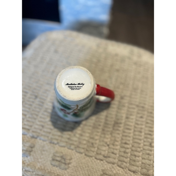 Vintage Primitive Maxcera Mistletoe Holly Coffee Mug Cup - Picture 3 of 3